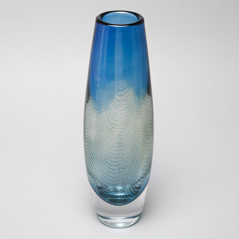 A glass vase by Sven Palmqvist, "Kraka", for Orrefors, numbered 323 and signed.