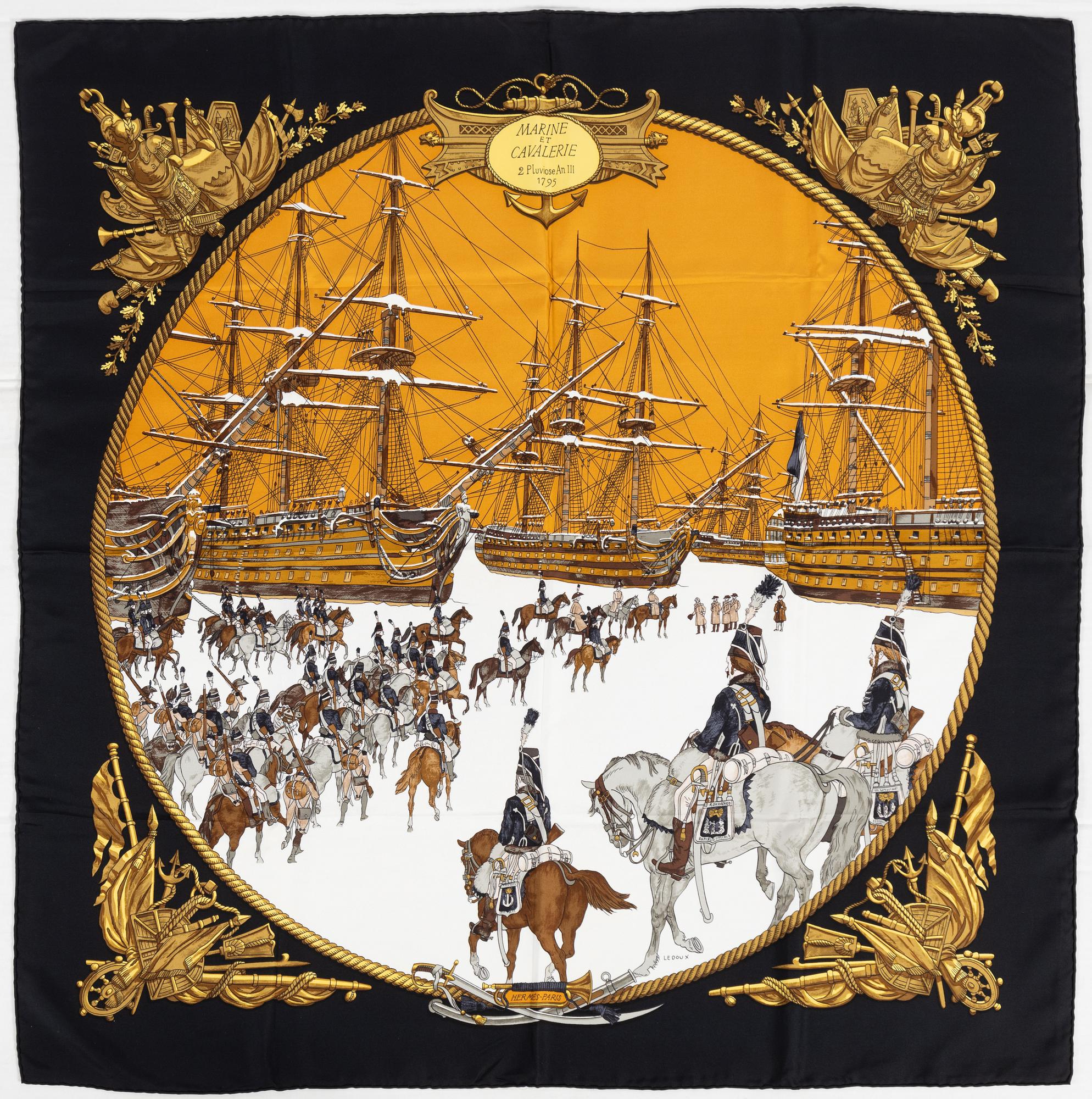 Hermès, scarf, "Marine et Cavalerie".