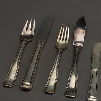 BESTICKSERVIS, silver, ca 66 delar "Old Danish/Dobbeltriflet", Georg Jensen, Danmark,