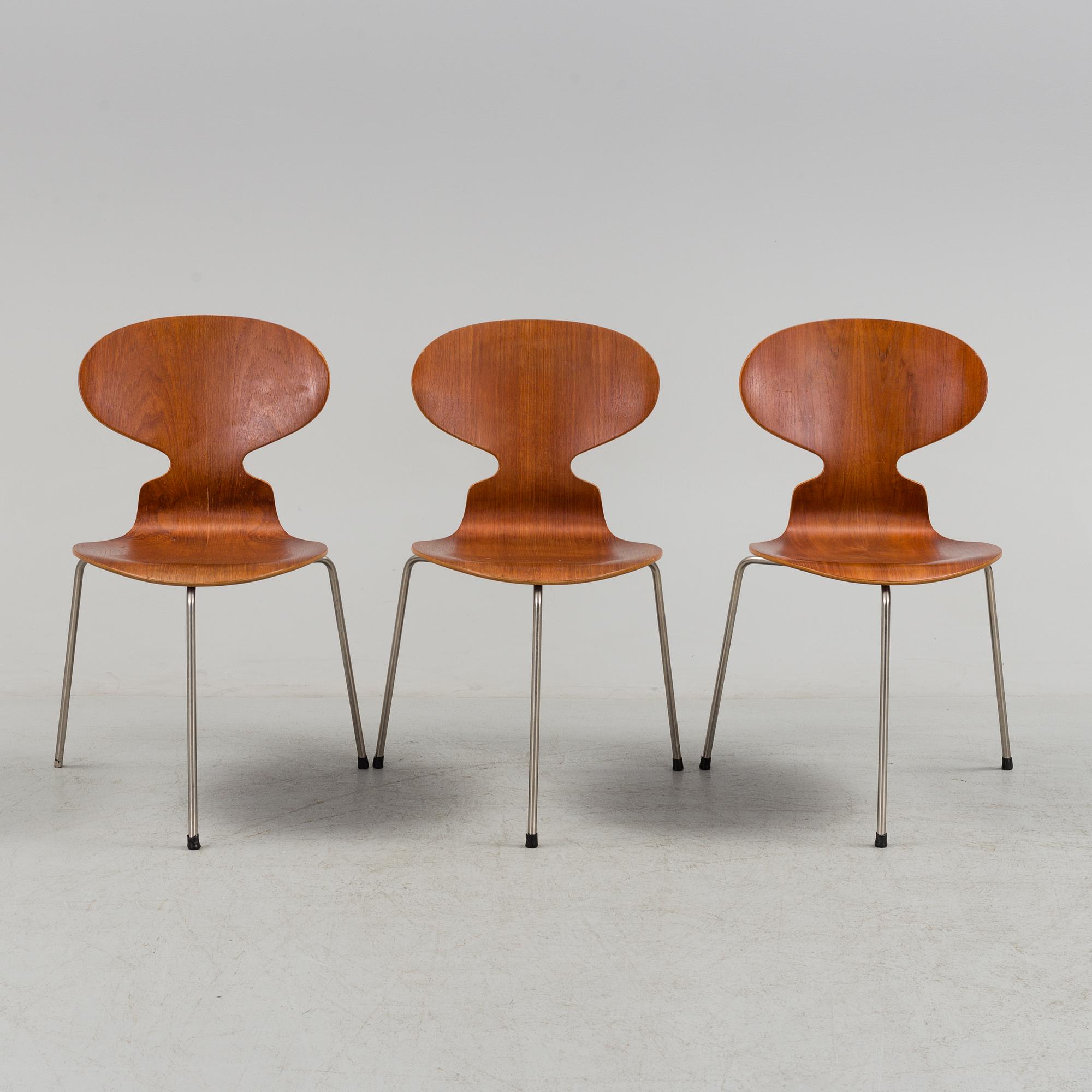 Three 'Myran' teak chairs from Fritz Hansen.