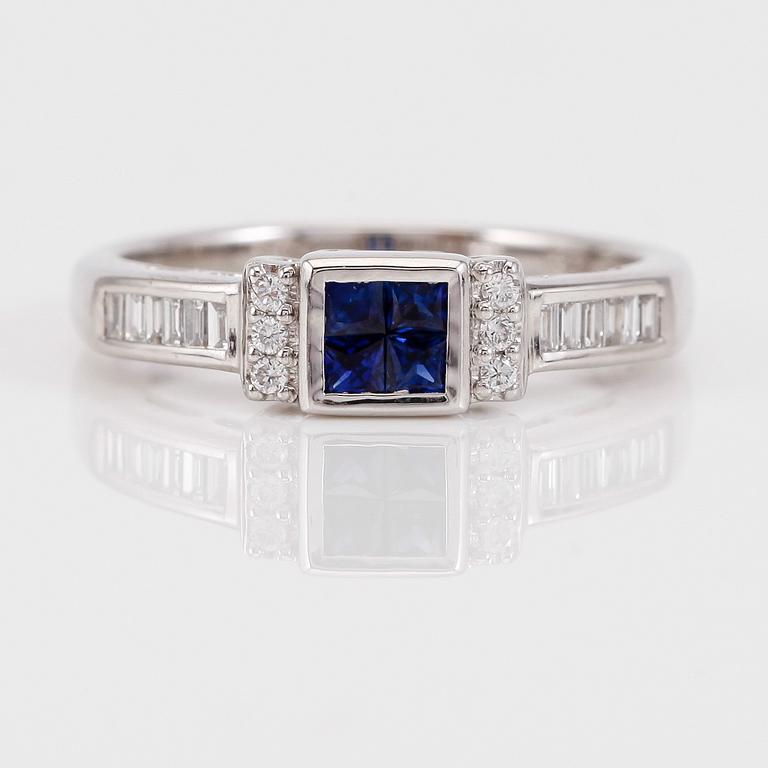 RING, 14K vitguld, safirer och diamanter.