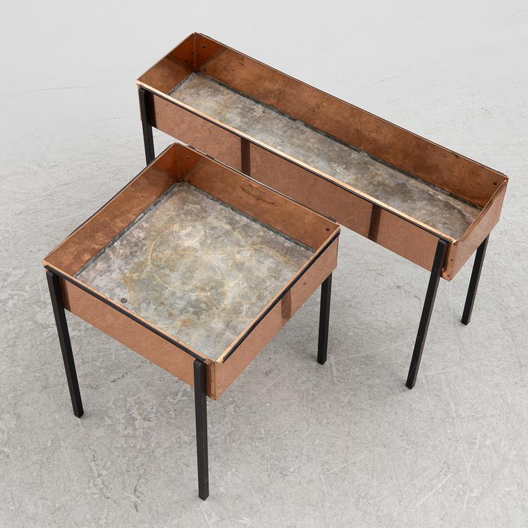 Two copper flower tables, second half of the 20th century.