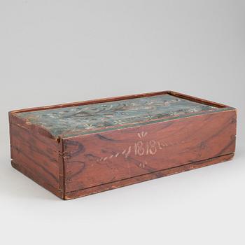 A SWEDISH WOODEN BOX, dated 1818.