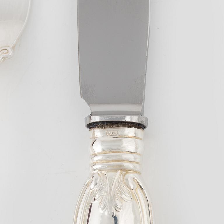 Besticksservis, 48 delar, silver, "Olga", bl.a. CG Hallberg, Stockholm 1959 och SABE, 1994.