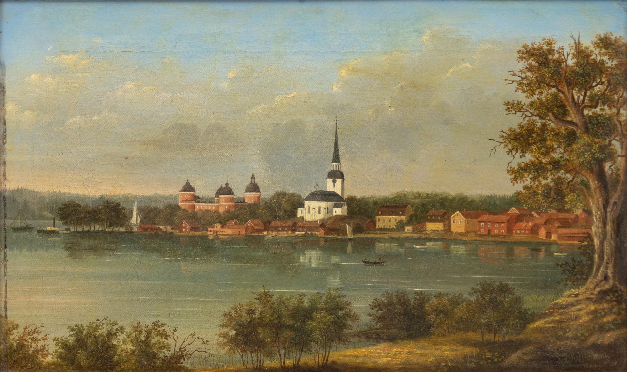 Johan Robert Nilsson, Vy mot Mariefred med kyrkan och Gripsholms slott.