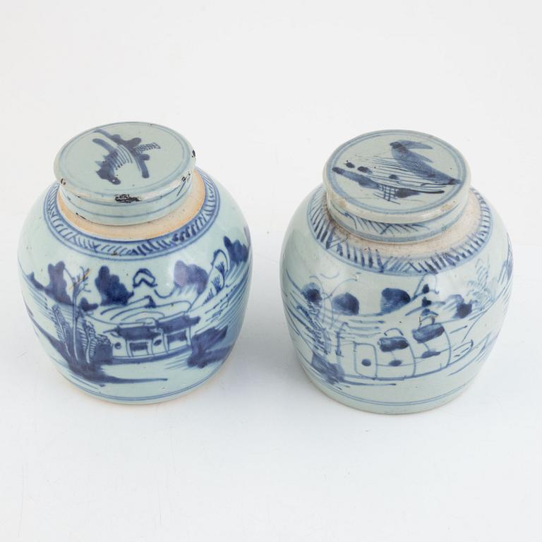 A pair of blue and white ginger jars, China, , 19th century.