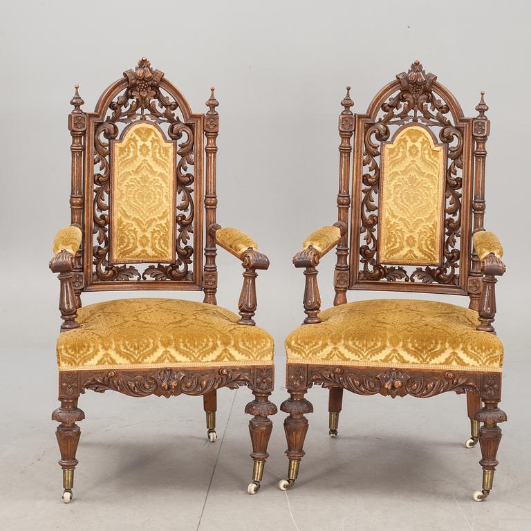 KARMSTOLAR, ett par, barockstil, sekelskiftet 1800/1900.