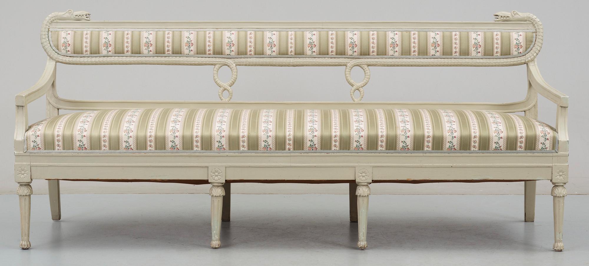 A Swedish early 19th century eleven piece suite comprising 1 sofa, 2 armchairs and 8 chairs, by J. Andersson.