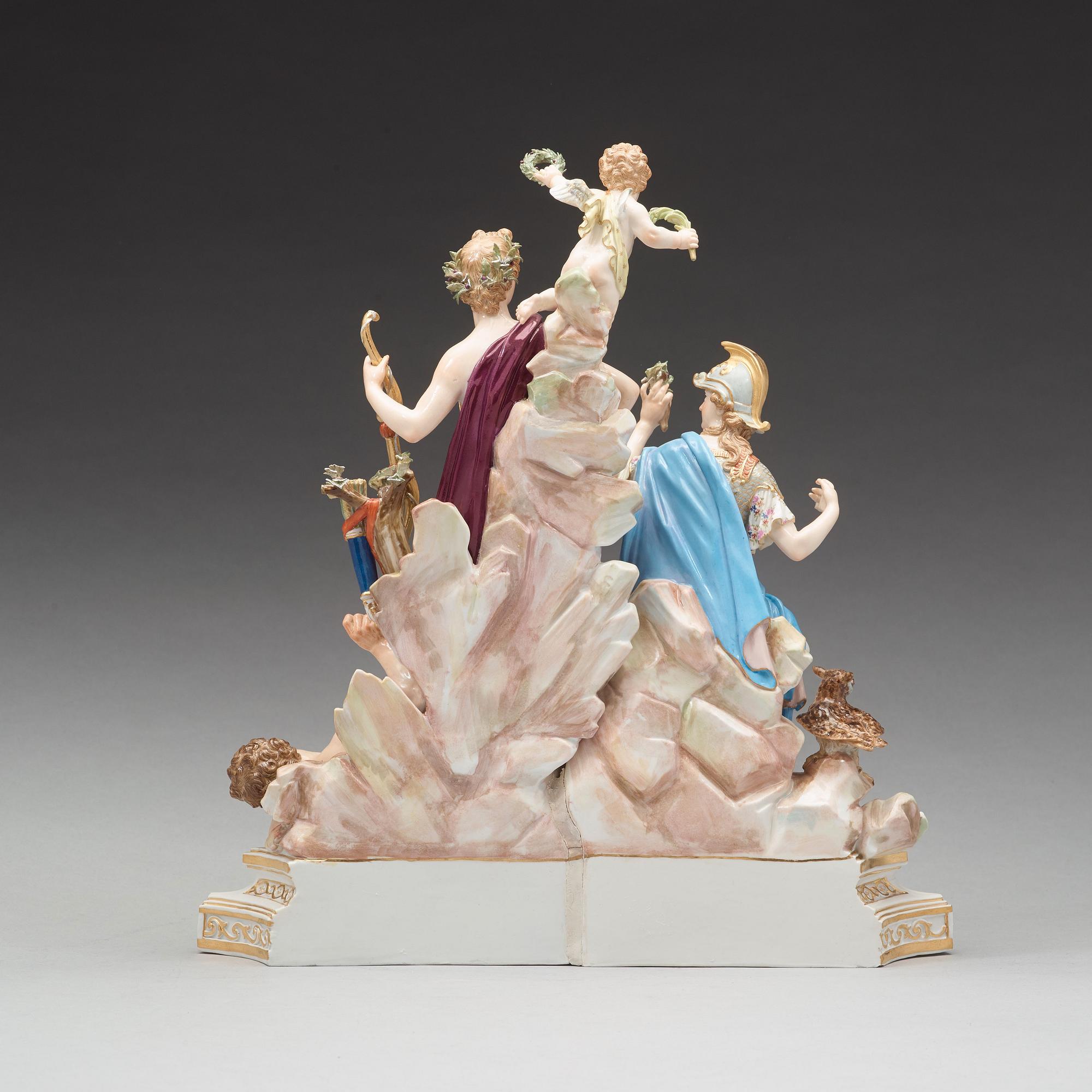 A Meissen Allegorical figure group, ca 1900.