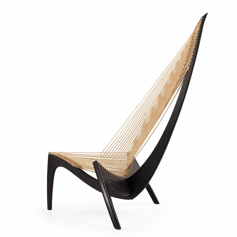 A Jørgen Høvelskov black lacquered 'Harp' chair, Christensen & Larsen, Denmark post 1968.