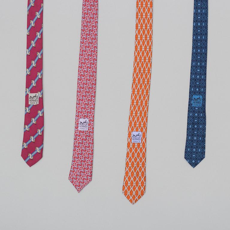 A set of four ties by Hermès.