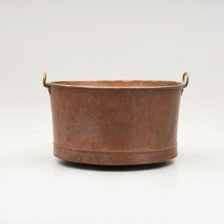 KITTEL, koppar med hänklar i smidesjärn, 1800/1900-tal.