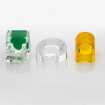 Siv Lagerström, three acrylic plastic rings, 1970s.