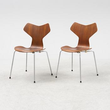 Arne Jacobsen, a set of five 'Grand Prix' teak chairs, Fritz Hansen, Denmark.