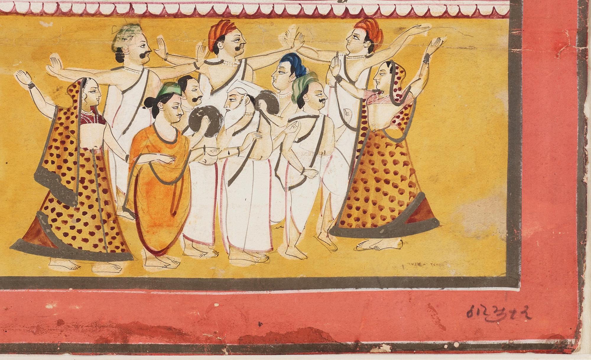 MÅLNING, guache med guld och silver på kartong. Indien, Rajashan, Nathdwara, omkring 1850.