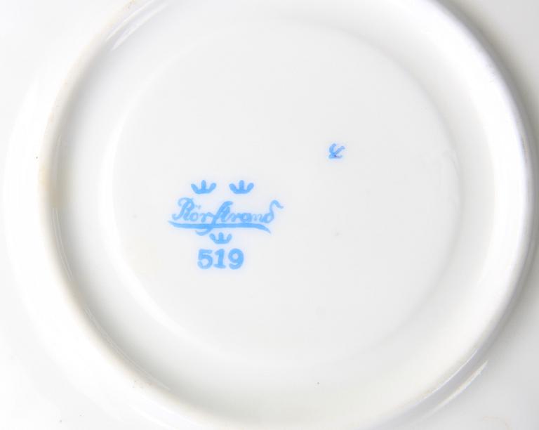 SERVISDELAR, ca 15 delar Rörstrand, 1800-tal. Fat medföljer.