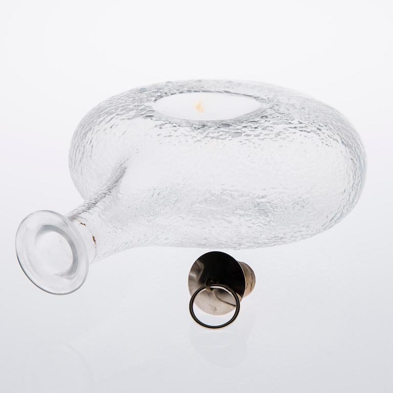 KORKILLINEN LASIPULLO, "Erikoiskonjakkipullo Gognac vieux 0138", Tapio Wirkkala, sign. ja numeroitu 1051-2000, Iittala.