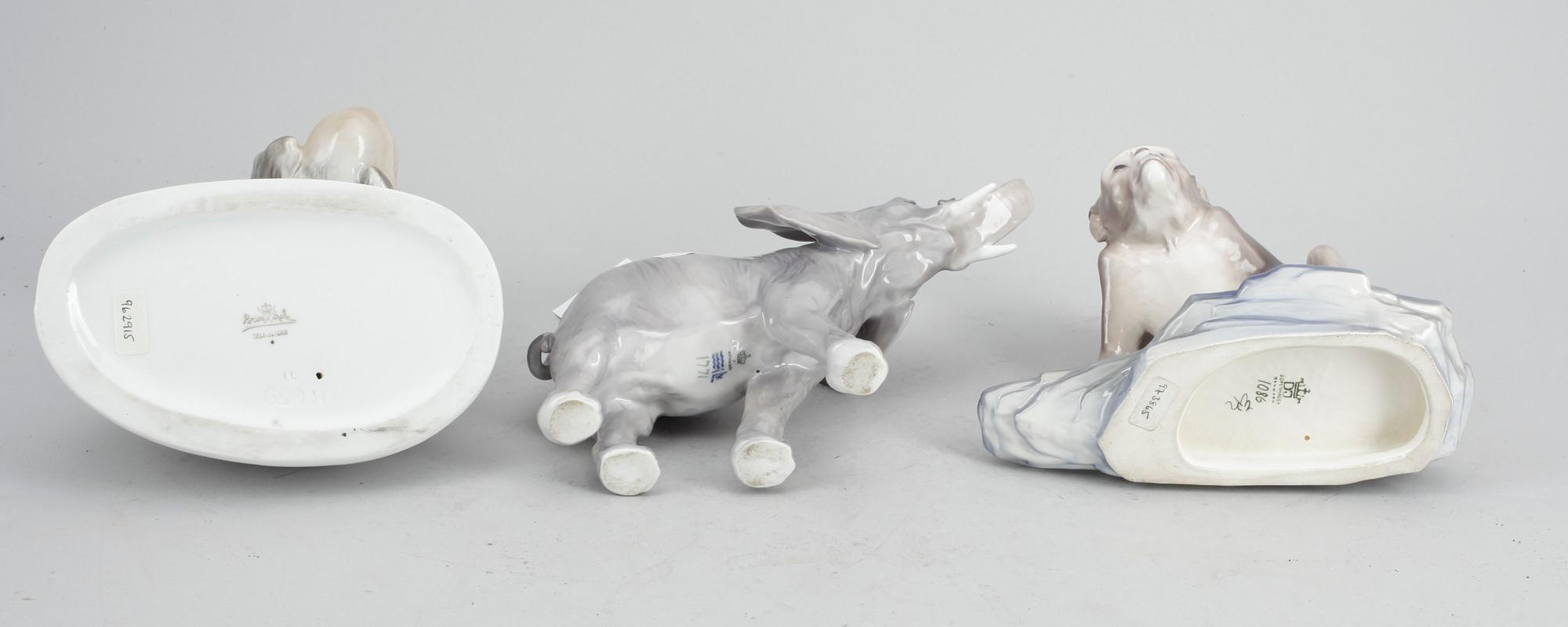 FIGURINER, 3 st, porslin, Royal Copenhagen, Rosenthal samt Dahl Jensen. Danmark och Tyskland.