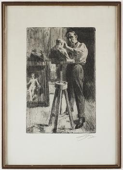 ANDERS ZORN, etching, signed Zorn in pencil. Executed 1908. "Prince Paul Troubetzkoy I".