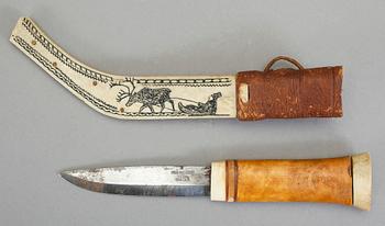 SAMEKNIV, Nils Nilsson Skum, renhorn. Signerad och daterad 1937.