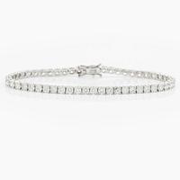Tennis bracelet 18K white gold with round brilliant-cut diamonds, a total of 6.42 ct.