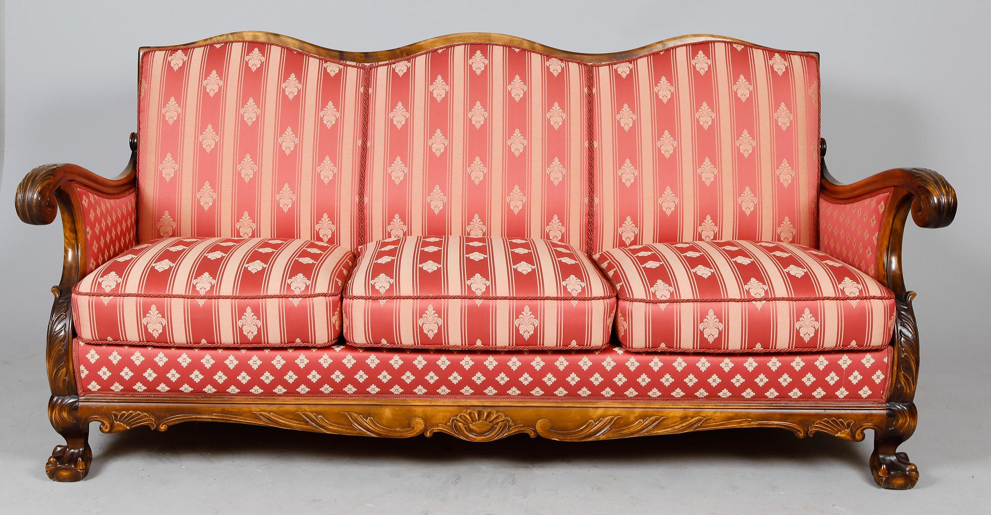 SALONGSMÖBEL, 4 del, Chippendalestil, 1930-tal.