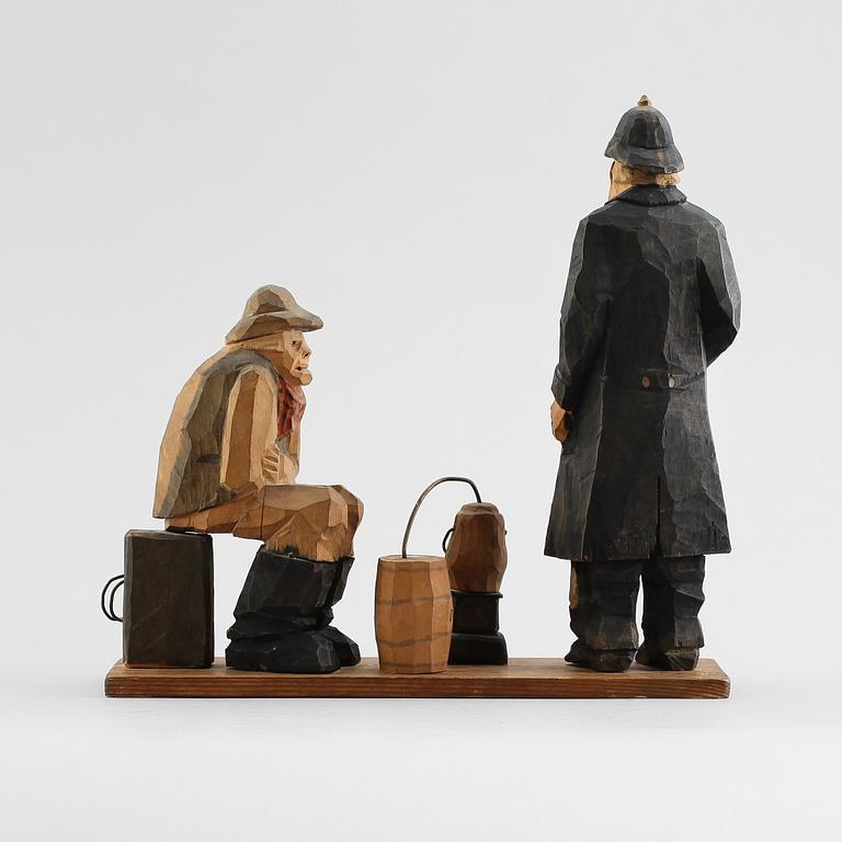 SKULPTUR, snidat trä, otydligt signerad och daterad 1900-talets första hälft.