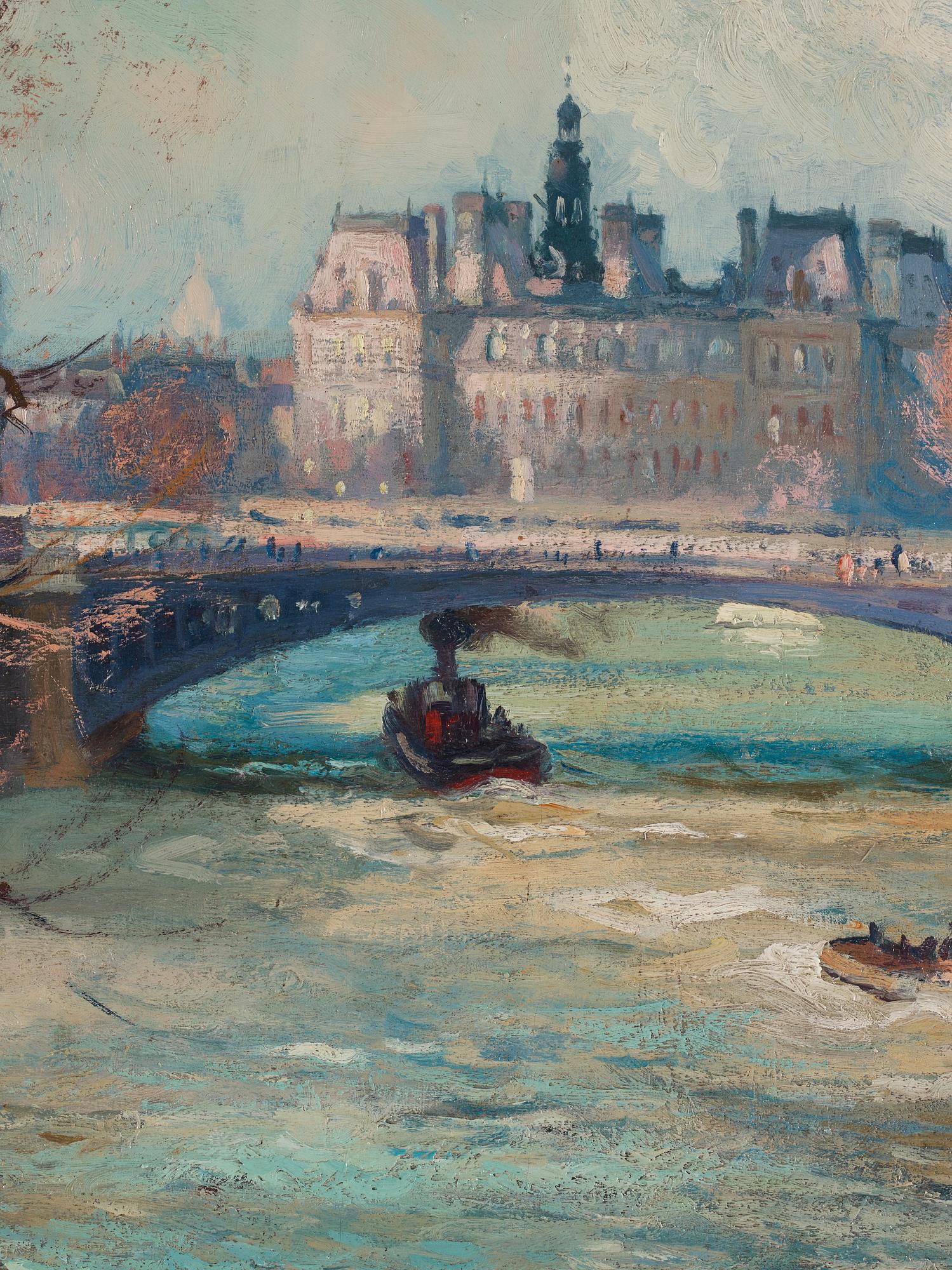 Gustave (Gustaf) Albert, "La Seine à Paris, près de l'Hôtel-de-Ville".