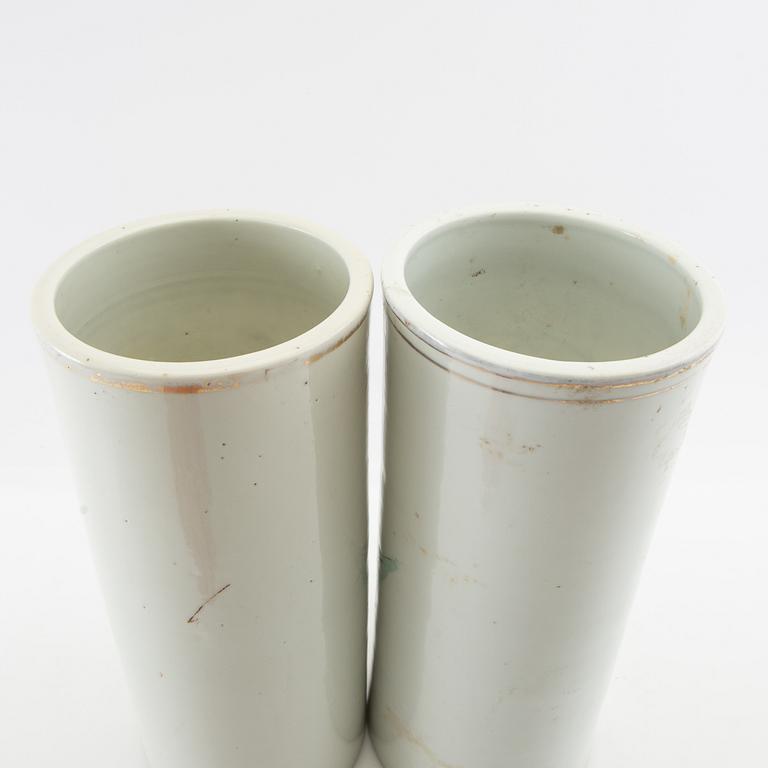 Brush pots, 2 similar, China, 20th century, porcelain.