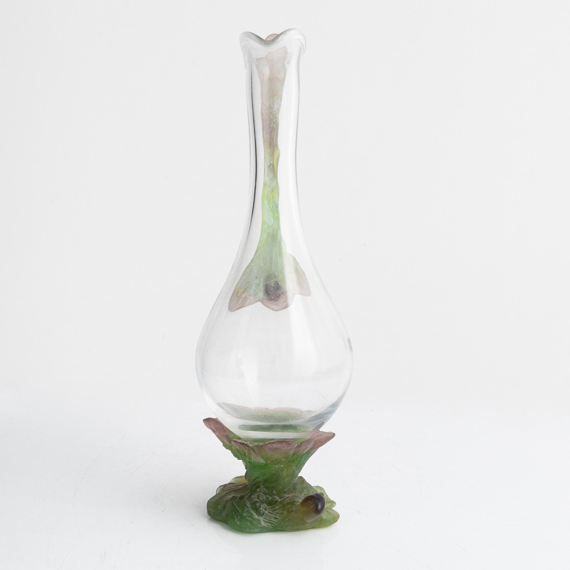 A glass decanter, Daum, France, signed.