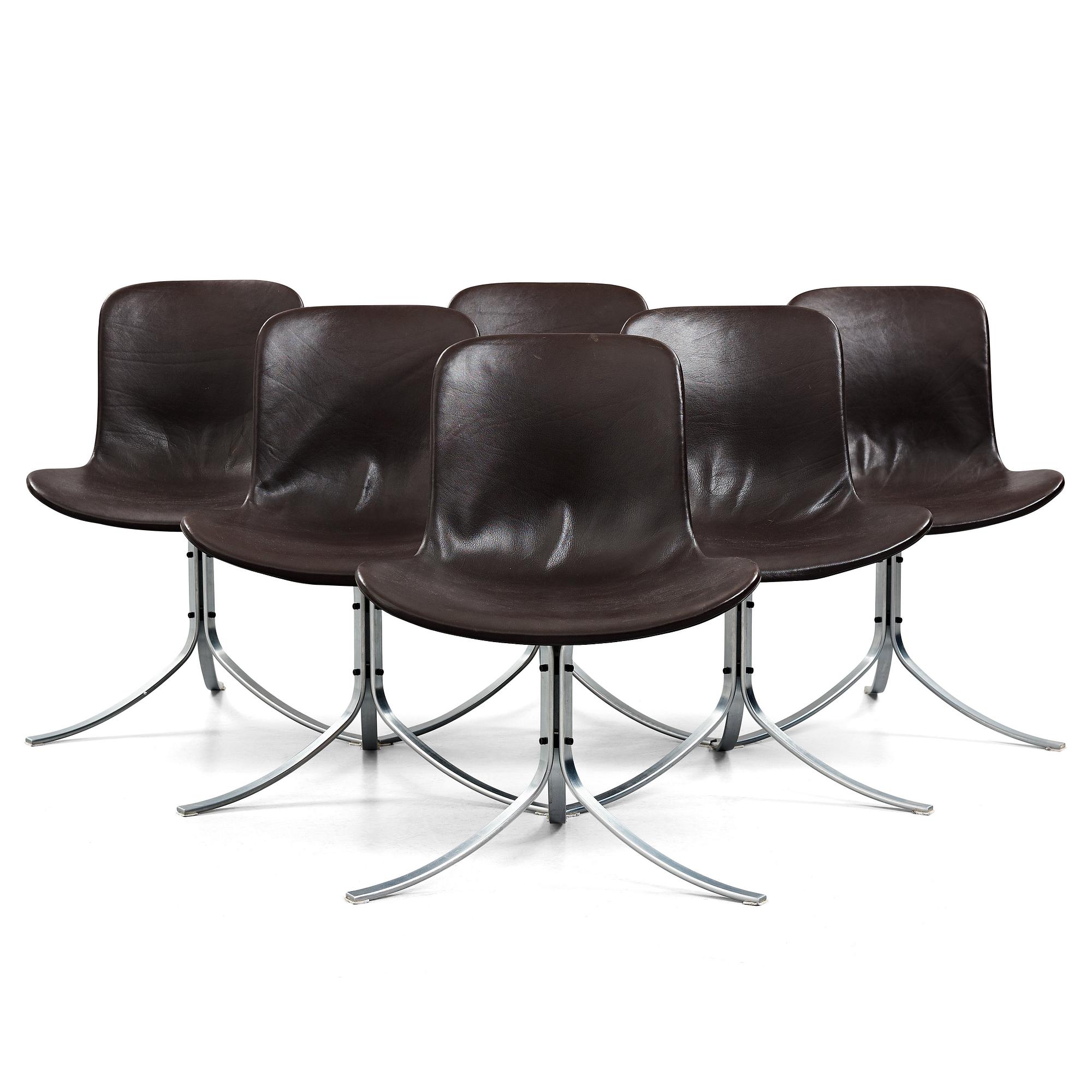 Poul Kjaerholm, stolar 6 st "PK9", E Kold Christensen, Danmark.