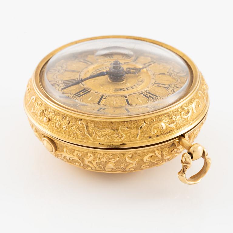 A gold twin-case pocket watch by Paul Lullin (watchmaker in London fl. ca 1710-30).