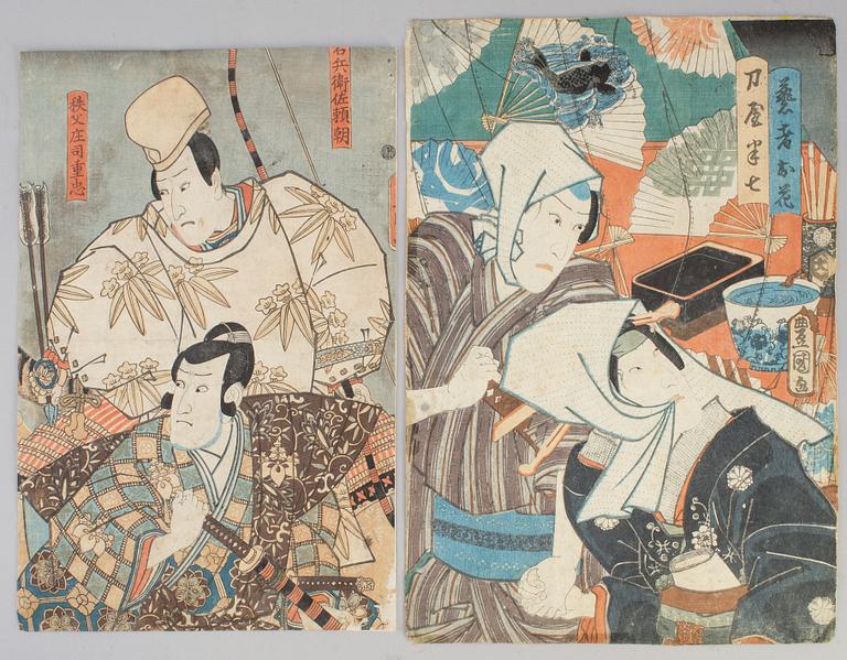 Two woodblock prints by  Utagawa Kunisada (Toyokuni III; 1786-1864), Figures.