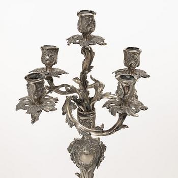 Candelabrum, silver, Rococo style, 20th century.