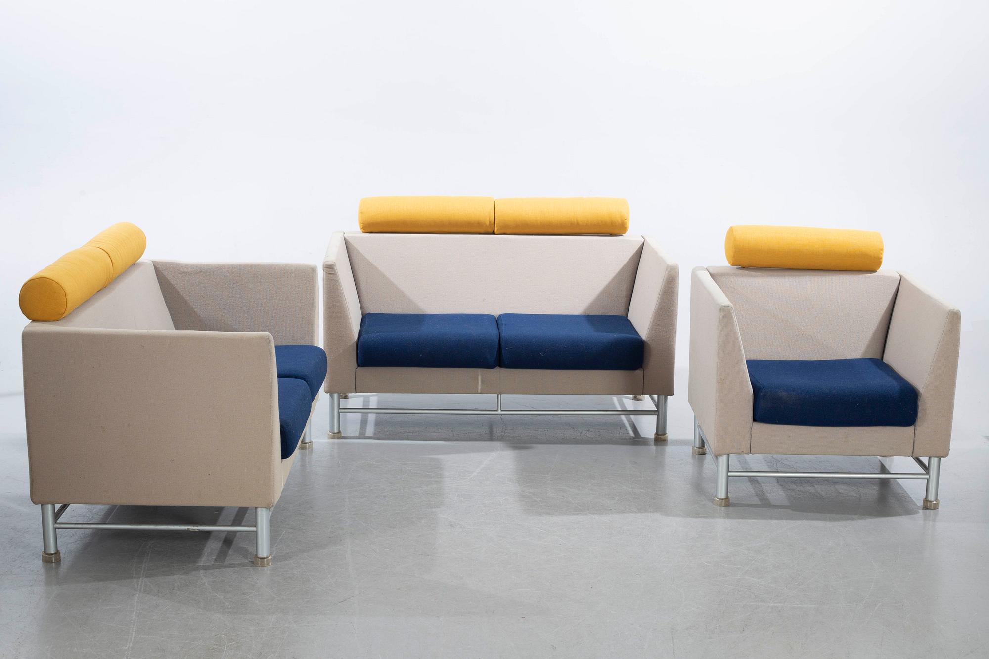 ETTORE SOTTSASS, a 3 piece sofa suit "Eastside" for Knoll Memphis design, 1980's.