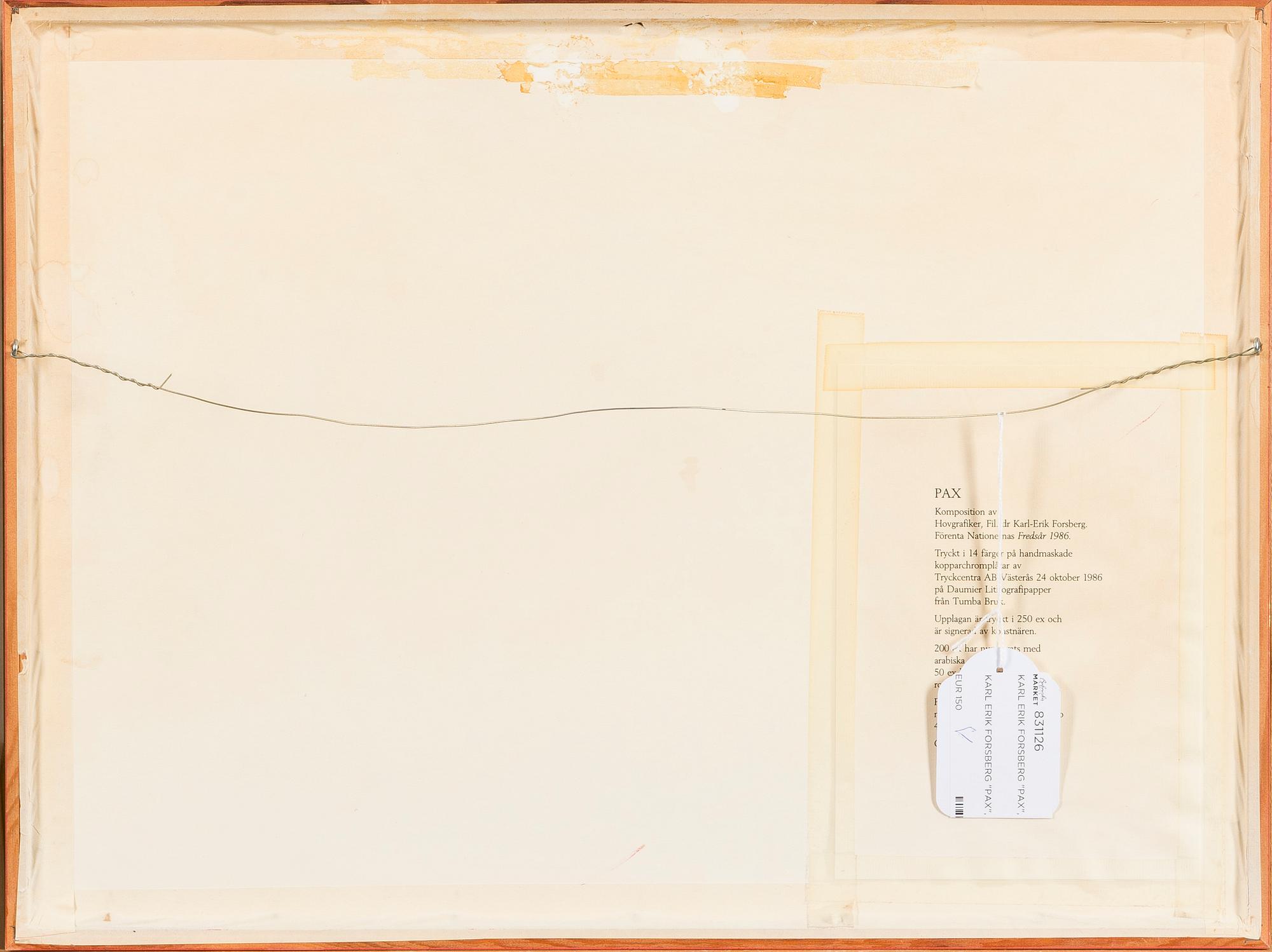 KARL-ERIK FORSBERG, colour lithograph, signed and dated 1986, numbered 26/100.