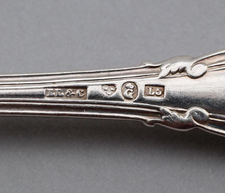 BESTICK, 18 delar, silver, svenska stämplar, 1800-tal. Vikt ca 639 gram.