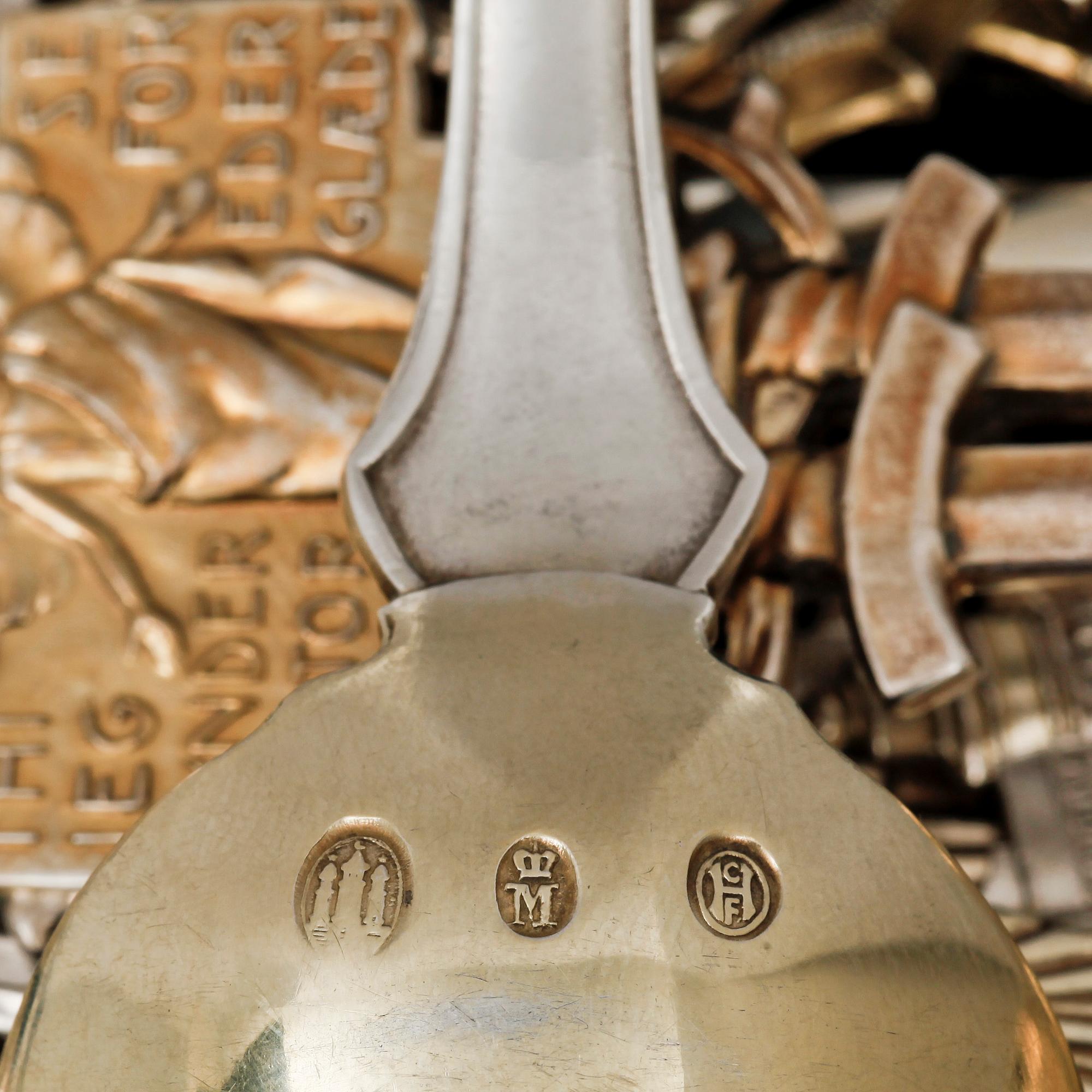 ÅRSSKEDAR, 10 st, silver, Danmark. 1900-talets första hälft. Tot vikt 467 g.