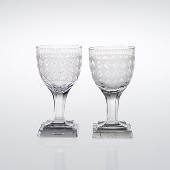 TWO WINE GLASSES, late 18th century.