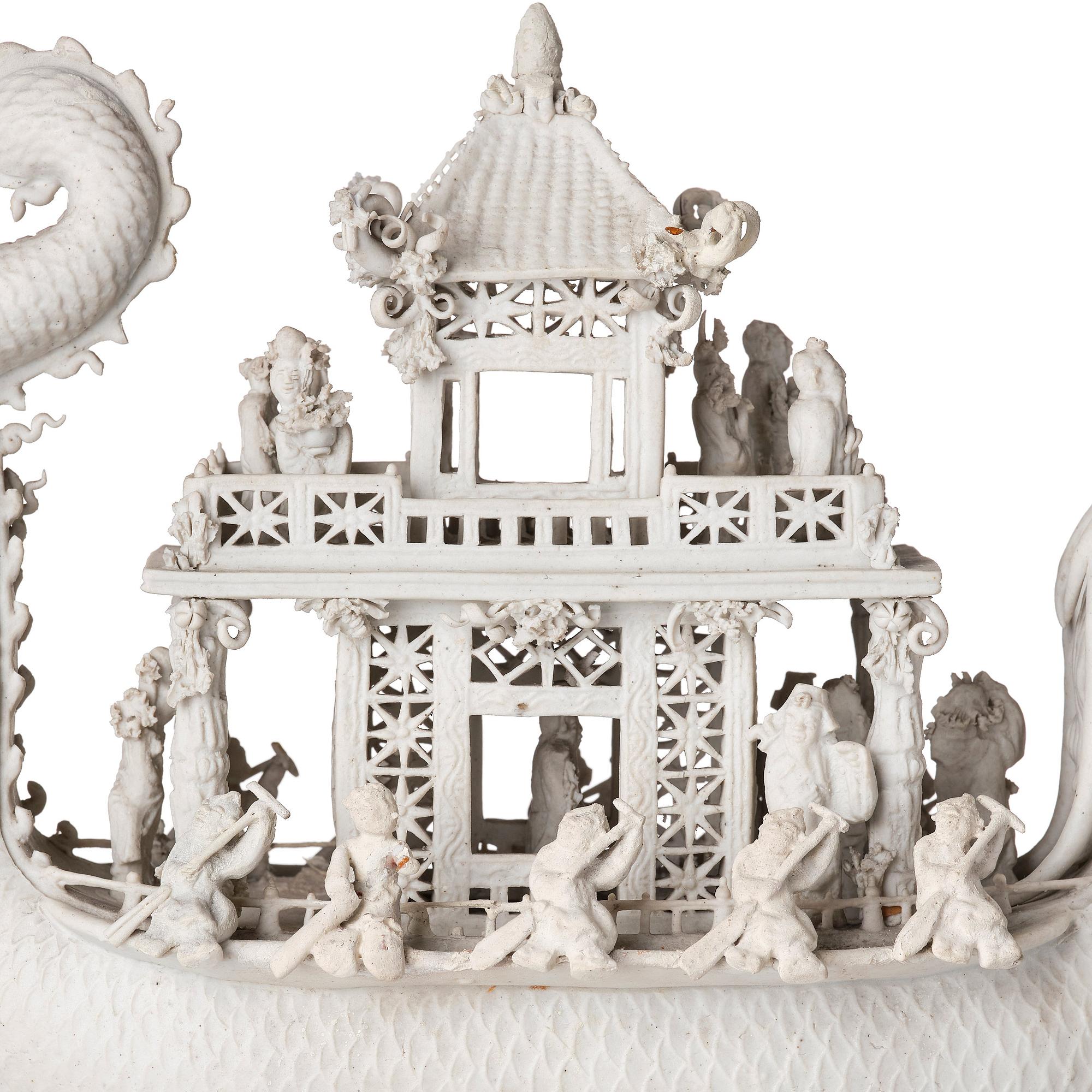 Skulptur, biskviporslin. Qingdynastin, 1800-tal.