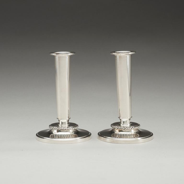 A pair of W.A. Bolin silver candlesticks, Stockholm 1949.