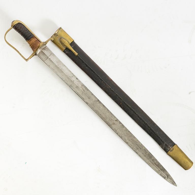 Sabre bayonet, Swedish, m/1815-20, with scabbard.