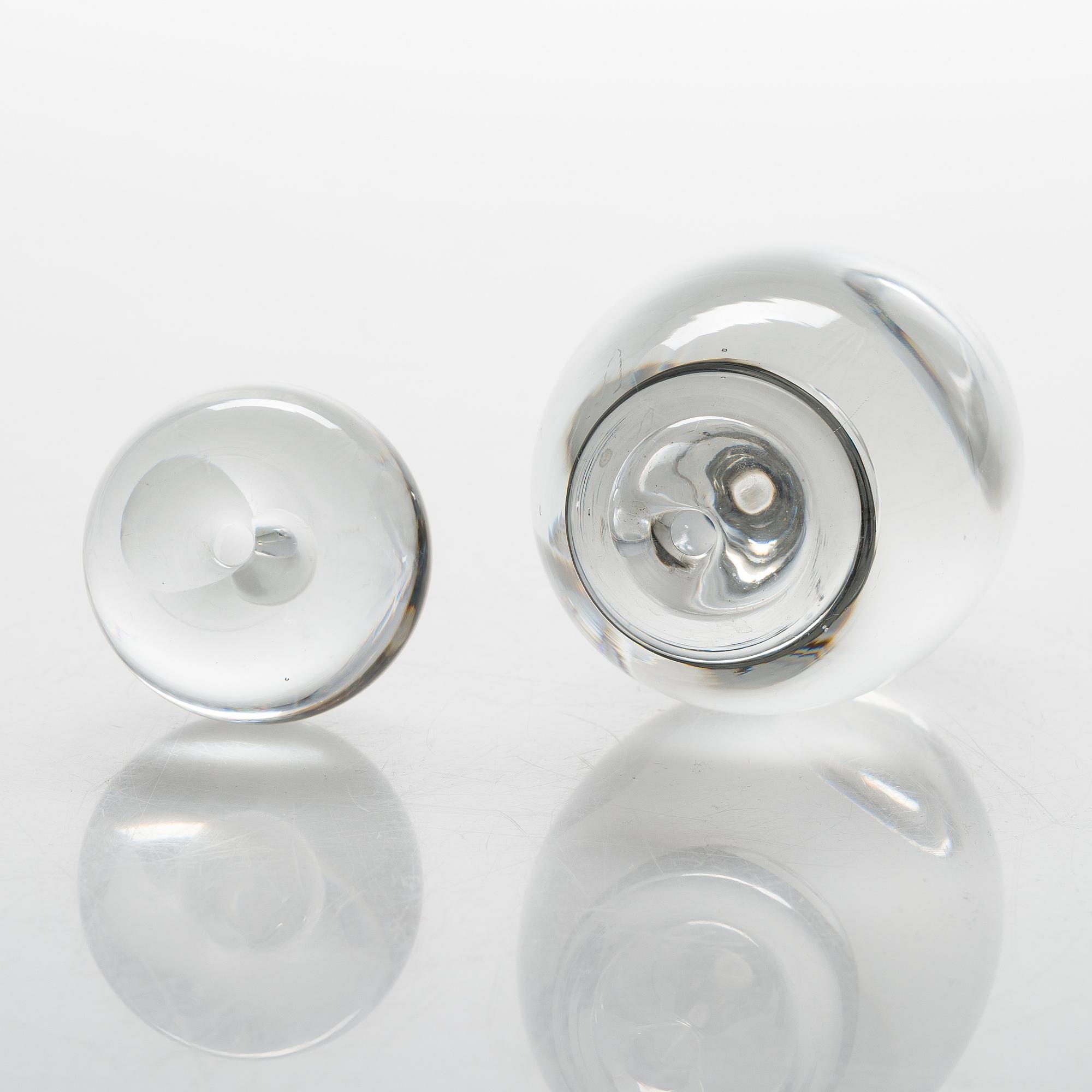 Timo Sarpaneva, Two mid-20th-century glass sculptures, both signed. Iittala, Finland.