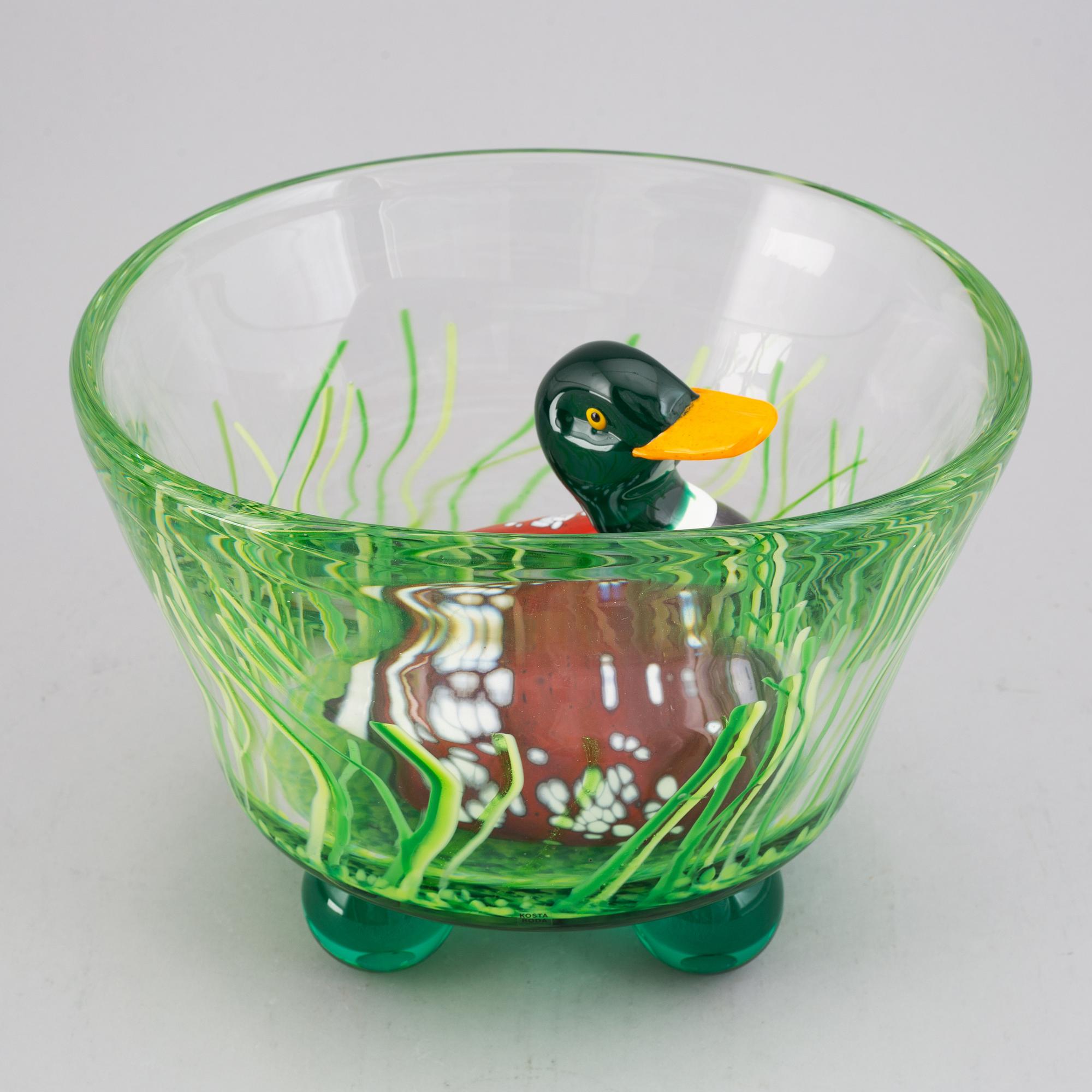 Ernst Billgren, skulptur, glas, "And i Vas", Kosta Boda, numrerad 15/30, signerad.