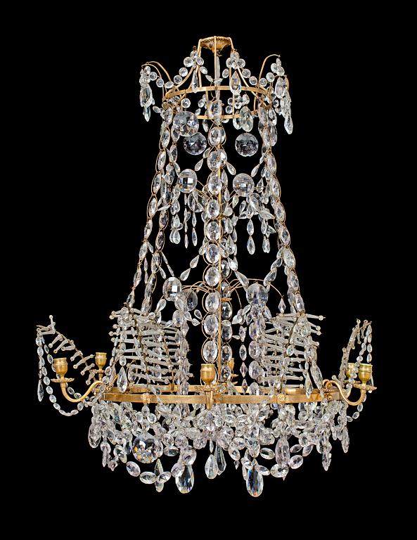 A Gustavian late 18th century six-light chandelier.