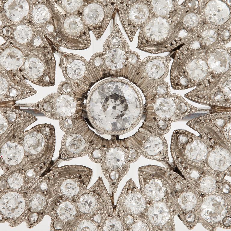 A rose and old cut diamond brooch.