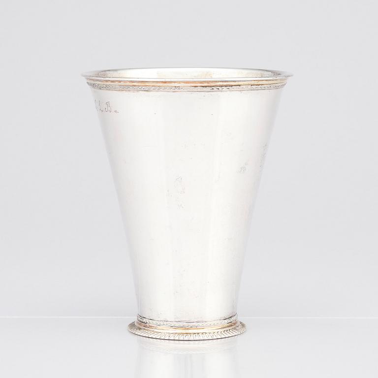 A Swedish early 18th Century silver beaker, marks of Olof Fernlöf, Gothenburg 1724.