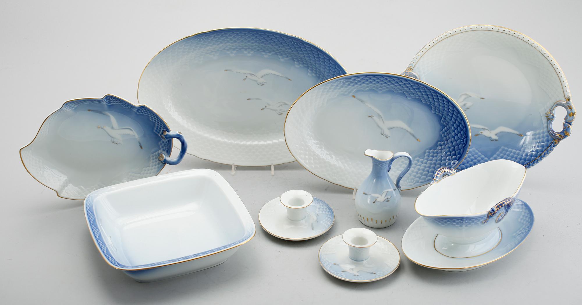 SERVISPORSLIN, 10 del, porslin, "Måsen", Bing & Gröndahl.