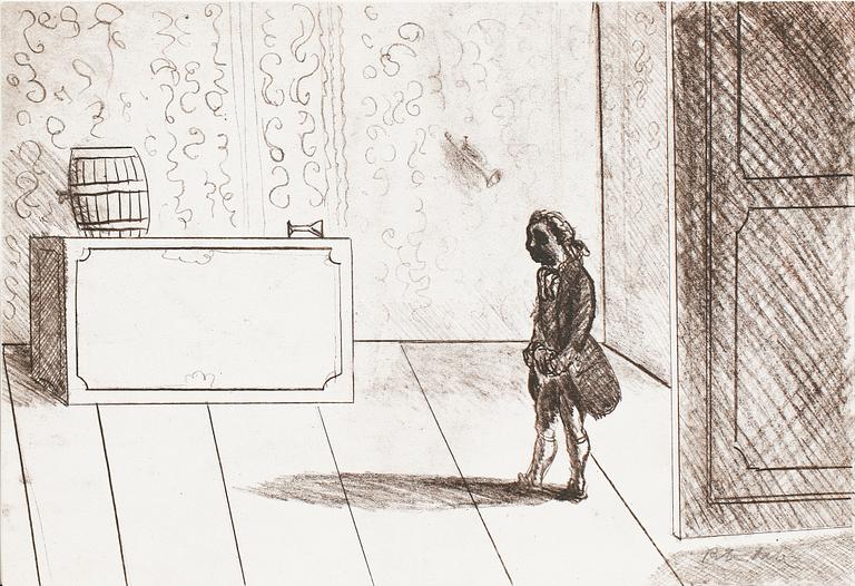PETER DAHL, litografi, signerad.