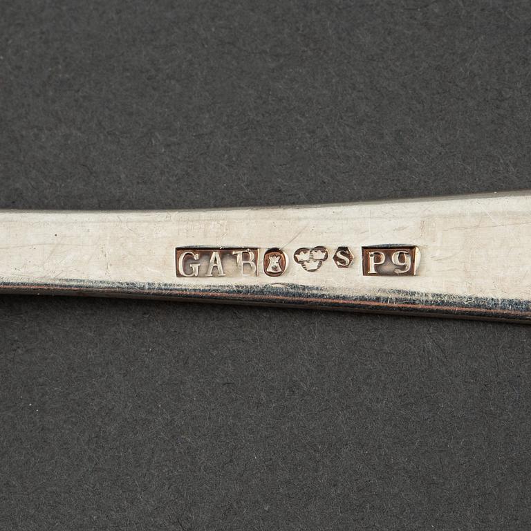 Jacob Ängman, a 66 piece "Rosenholm" silver part flatware service, maker's mark GAB, Stockholm, 1960/70s.